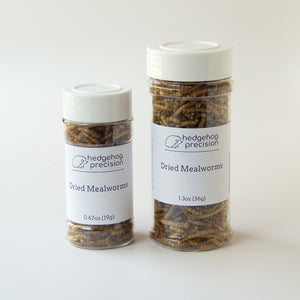 A small and large bottle of Dried Mealworms 