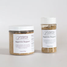 A large and small bottle of Appetite Support pet hedgehog supplement